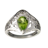 Rare Designer Sebastian Vintage, Green Peridot And Sterling Silver Ring