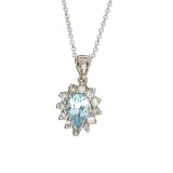 Fine Jewelry Designer Sebastian, 2.15CT Blue/White Topaz And Sterling Silver Pendant with Chain