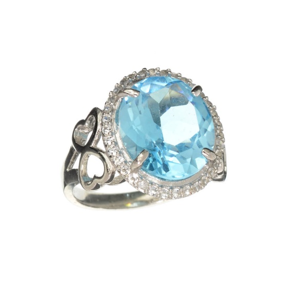 APP: 0.9k Fine Jewelry Designer Sebastian, 9.45CT Blue Topaz And Diamond Sterling Silver Ring