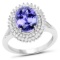 *14 kt. White Gold, 4.09CT Oval Cut Tanzanite And Diamond Ring (Q QR20947TANWD-14KW-7)