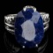 APP: 1.1k Fine Jewelry Designer Sebastian 16.00CT Oval Cut Blue Sapphire and Sterling Silver Ring