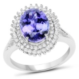 *14 kt. White Gold, 4.09CT Oval Cut Tanzanite And Diamond Ring (Q QR20947TANWD-14KW-7)