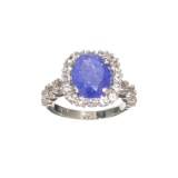 APP: 1.7k Fine Jewelry 3.62CT Tanzanite And White Sapphire Sterling Silver Ring