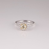 APP: 8.7k *14 kt. Two Tone Gold, 1.35CT Round Cut Diamond Ring