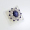 APP: 25.1k 14 kt. White Gold, 6CT Oval Cabochon Cut Star Sapphire and 0.42CT Diamond Ring
