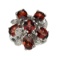 Fine Jewelry Designer Sebastian, 5.92CT Oval Cut Almandite Garnet And Sterling Silver Cluster Ring