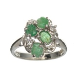 APP: 0.6k Fine Jewelry Designer Sebastian, 1.35CT Emerald And White Topaz Sterling Silver Ring