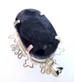 APP: 12.6k Fine Jewelry Designer Sebastian 290.08CT Oval Cut Sapphire and Sterling Silver Pendant