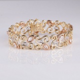 APP: 22.6k *Fine Jewelry 14 kt. Tri Tone Gold, And 1.93CT Marquise Cut Diamond Bracelet
