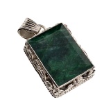 APP: 2.8k 68.91CT Rectangle Cut Green Beryl and Sterling Silver Pendant