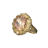 APP: 7.2k Fine Jewelry 14kt. Gold, 4.43CT Champagne Beryl Morganite And Diamond Ring