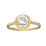 Designer Sebastian 14KT Gold, Round Cut Aquamarine and 0.06CT Round Brilliant Cut Diamond Ring