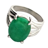 APP: 3.3k Fine Jewelry Designer Sebastian 5.66CT Oval Cut Emerald Platinum Over Sterling Silver Ring