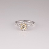 APP: 8.7k *14 kt. Two Tone Gold, 1.35CT Round Cut Diamond Ring (NG R11157)