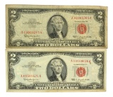 (2) 1963 $2 U.S. Red Seal Notes
