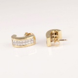 *Fine Jewelry Custom Made 18kt Gold And 1.5CT Diamond Earrings (FR F501)