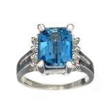APP: 0.6k Fine Jewelry Designer Sebastian, 4.98CT Blue/White Topaz And Sterling Silver Ring