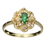 APP: 1k 14 kt. Gold, 0.41CT Oval Cut Emerald And Sapphire Ring