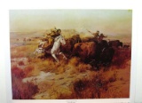 CHARLES M. RUSSELL (After) Indian Buffalo Hunt Print, 23.25'' x 18''