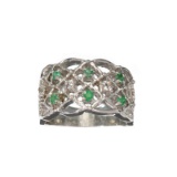 APP: 0.7k Fine Jewelry 0.28CT Round Cut Emerald And White Sapphire Sterling Silver Ring