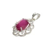 APP: 2.3k Fine Jewelry 6.00CT Oval Cut Ruby And White Sapphire Sterling Silver Pendant