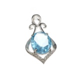 APP: 0.4k Fine Jewelry 5.20CT Blue Topaz And White Sapphire Sterling Silver Pendant