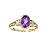 APP: 0.7k Fine Jewelry Designer Sebastian 14KT Gold, 1.14CT Purple Amethyst And White Sapphire Ring