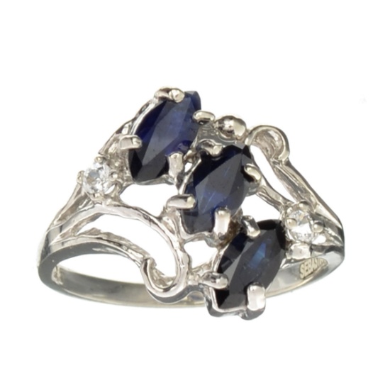 APP: 0.7k Fine Jewelry Designer Sebastian, 1.34CT Sapphire And White Topaz Sterling Silver Ring