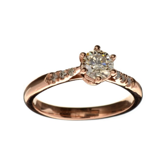 APP: 4.5k Fine Jewelry 14 kt. Rose Gold, 0.55CT Round Cut Diamond Ring