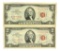 (2) 1963 $2 U.S. Red Seal Notes