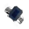 Designer Sebastian 6.18CT Emerald Cut Blue Sapphire Platinum Over Sterling Silver Ring