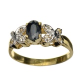 APP: 1.2k 14 kt. Gold, 0.50CT Oval Cut Blue And White Sapphire Ring