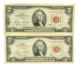 (2) 1963 $2 U.S. Red Seal Notes