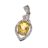 APP: 0.6k Fine Jewelry 2.85CT Citrine And White Sapphire Sterling Silver Pendant