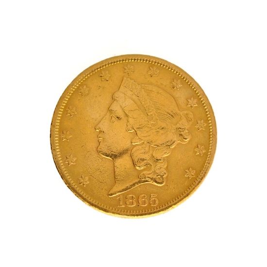 *1865-S $20 U.S. Liberty Head Gold Coin (DF)