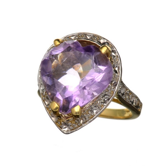 APP: 2.9k 14 kt. Yellow and White Gold, 9.46CT Amethyst Ring