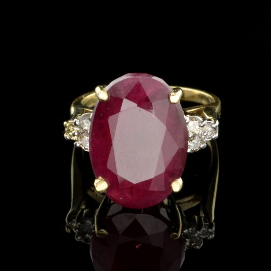 APP: 3.7k Fine Jewelry 14 kt. Yellow/White Gold, 14.90CT Ruby And Diamond Ring