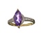 Fine Jewelry 1.67CT Purple Ametyst Quartz And Colorless Topaz Yelloe Gold Over Sterling Silver Ring