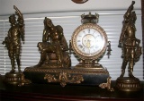 Antique 3 Piece Ansonia Clock -P-