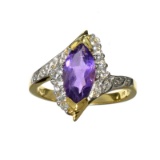 Fine Jewelry 1.75CT Purple Amethyst Quartz And Almandite Garnet Platinum Over Sterling Silver Ring