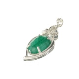APP: 0.6k Fine Jewelry 10.00CT Oval Cut Green Beryl/White Sapphire And Sterling Silver Pendant