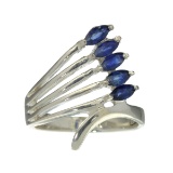 APP: 0.6k Fine Jewelry Designer Sebastian, 0.75CT Marquise Cut Sapphire And Sterling Silver Ring