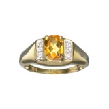 APP: 0.4k Fine Jewelry 1.38CT Citrine And White Sapphire With Gold Overlay Sterling Silver Ring