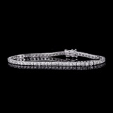*Fine Jewelry 18 kt. White Gold, Custom Made 4.03CT Round Brilliant Cut Diamond Tennis Bracelet