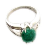 APP: 1k Fine Jewelry Designer Sebastian 2.41CT Oval Cut Emerald and Sterling Silver Ring