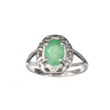 APP: 1.9k Fine Jewelry 1.12CT Oval Cut Green Beryl Emerald And Platinum Over Sterling Silver Ring