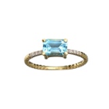 APP: 0.7k Fine Jewelry 14KT Gold, 1.38CT Blue Topaz  And Diamond Ring