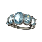 APP: 1.4k Fine Jewelry 5.61CT Oval Cut Blue Topaz And Platinum Over Sterling Silver Ring