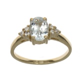 APP: 1.2k Fine Jewelry Designer Sebastian 14KT Gold, 1.25CT Blue Aquamarine And White Sapphire Ring