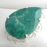 APP: 15k Fine Jewelry Designer Sebastian 358.23CT Pear Cut Emerald and Sterling Silver Pendant
